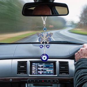 Auto Opknoping Ornament Blauw Boze Oog Charms - Bescherming voor Achteruitkijkspiegel - Kralen Decoratie - Auto-accessoires - Pendent voor Auto Deurframe - Balkon (Elegante Stijl) auto spiegel hanger