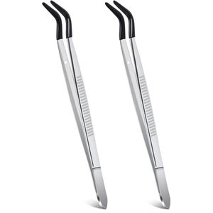 Rubber Gebogen Tip Pincet - Niet Marring - 2 stuks - PVC gecoat