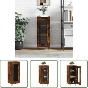 The Living Store Dressoir 34,5x34x90 cm bewerkt hout gerookt eiken - Dressoir - Vintage Dresser - Houten Kast - Bergruimte - Opbergmeubilair