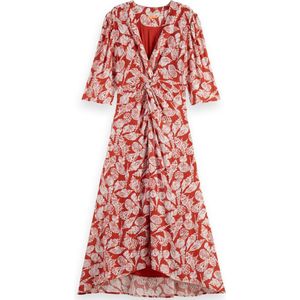 Scotch & Soda Midi wrap dress with knot detail Dames Jurk - Maat 36