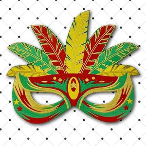 Rugembleem carnavalsmasker rood geel groen - Rug embleem - Brabant emblemen - carnavals embleem - strijkapplicatie - rug patch