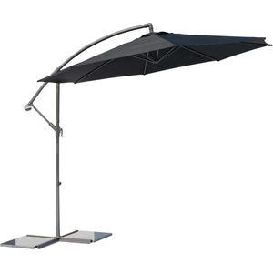 SenS-Line - Parasol Salou Stokparasol - Ø300 cm - 8-ribs- Polyester - Zwart - Zonder Parsolvoet