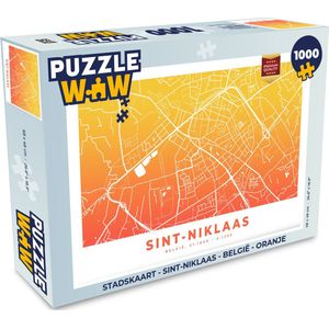 Puzzel Stadskaart - Sint-Niklaas - België - Oranje - Legpuzzel - Puzzel 1000 stukjes volwassenen - Plattegrond