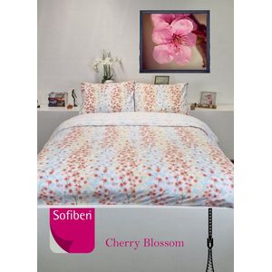 Sofiben - Budgetline - Cherry Blossom - dekbedovertrek met een doorlopende rits over 3 zijden - afm. 140 x 200 cm.
