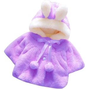 Winter Baby Meisje Jas Zoete En Schattige Warme Capuchon Konijn Oor Wollen Trui Minimalistische Kinderkleding Geschikt Voor 0-3 Jaar