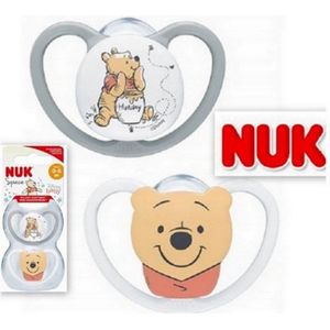 Nuk - Disney Baby - Space - Fopspeen 2 st - Siliconen - Disney Winnie Pooh - op=op 6-18 maanden