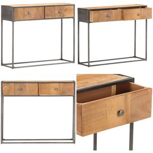 vidaXL Wandtafel 90x30x75 cm massief gerecycled hout - Salontafel - Salontafels - Tafel - Tafels
