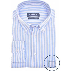 Ledub modern fit overhemd - lichtblauw met wit gestreept - Strijkvriendelijk - Boordmaat: 42