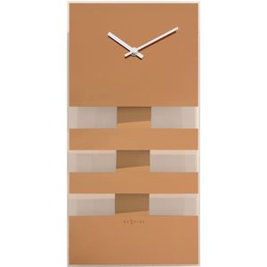 Wandklok NeXtime 19 x 38 cm, glas, koper, 'Bold Stripes' NE-2855CO