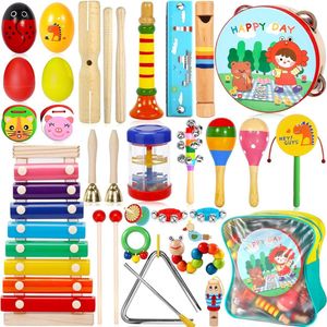 Muziekinstrumenten - 33 Stuks Muziekinstrumenten voor kinderen - Percussie-instrument voor kinderen - Muziekspeelgoed - Hout van het kind met xylofoon - Speelgoed met transporttas - Verjaardagscadeau