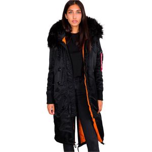 Alpha Industries Long Fishtail Jas Zwart XS Vrouw