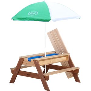AXI Nick Zand & Water Picknicktafel (2 bankjes) met Parasol - Deluxe - Picknick tafel voor kinderen van hout