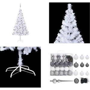 vidaXL Kunstkerstboom met LED's en kerstballen 910 takken 210 cm - Kunstkerstboom - Kunstkerstbomen - Kerstboom - Kerstdecoratie