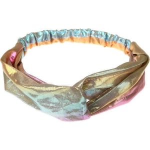 Metallic Carnaval Haarband / Hoofdband | Polyester | Regenboog / Rainbow