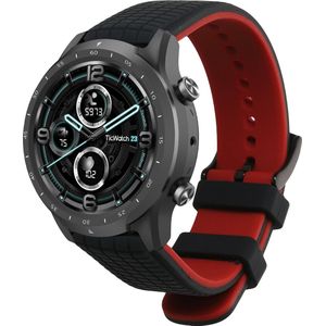 kwmobile bandje geschikt voor Ticwatch Pro 3 Ultra / Pro 3 / S2 / GTX - Armband voor fitnesstracker in zwart / rood - Horlogeband