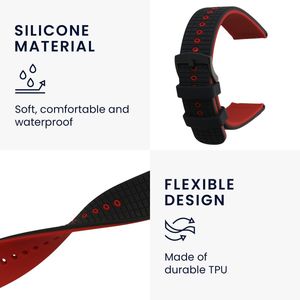 kwmobile Horlogebandje Geschikt voor Ticwatch Pro 3 Ultra - TPU - Zwart/Rood