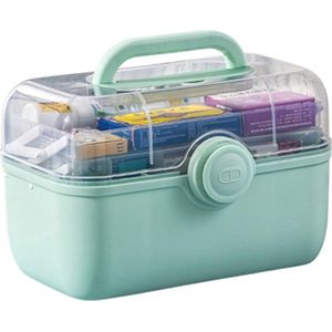 Medicijnenopbergdoos met 3 verdiepingen en opvouwbaar dienblad - multifunctionele organizer voor medicijnen, sieraden en cosmetica