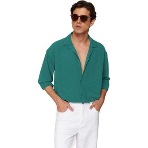 Trendyol Mint Oversize Fit Zomeroverhemd Met Open Kraag En Linnenlook Tmnss23Go00053