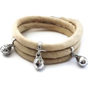 Nieuw! Jolla - dames  armband zilver - zijde - magneetsluiting - bedels - Silk Wrap - Beige