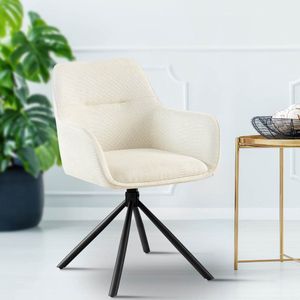 Set van 2 draaibare Luxe stoelen Crèmekleur Eetkamerstoel stof