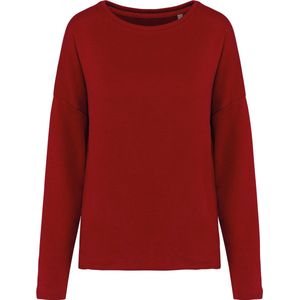 Sweatshirt Dames S/M Kariban Ronde hals Lange mouw Hibiscus Red 87% Katoen, 9% Polyester, 4% Viscose