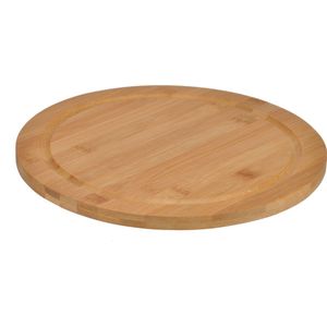 Bamboe broodplank/serveerplank/snijplank rond 25 cm - Snijplank met sapgroef - Ontbijtbord