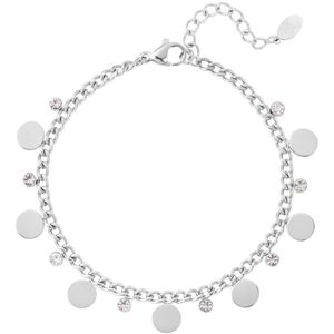 Bijoutheek Armband (sieraad) Discs en witte stenen zilver