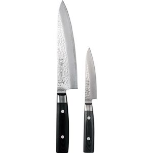 Yaxell Zen Messenset - 2-delig - Koksmes 20 cm en Universeelmes 12 cm - 37 Lagen Damaststaal - Canvas-Micarta Heft