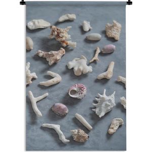 Wandkleed Stillevens Abstract - Stilleven van zeeschelpen en stenen Wandkleed katoen 90x135 cm - Wandtapijt met foto