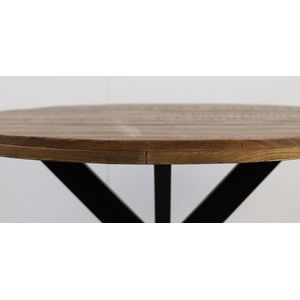 HSM Collection-Ronde Eettafel Melbourne-140x140x76-Naturel/Zwart-Mango/Metaal