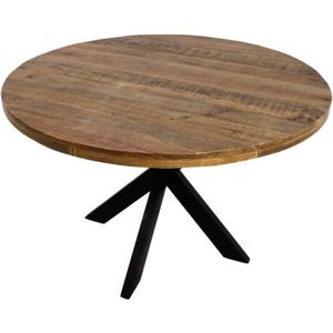 HSM Collection Eettafel Rond Melbourne Ø140cm Naturel/Zwart Mangohout/Metaal