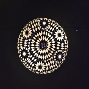 Oosterse mozaïek plafondlamp Turkish Design | 2 lichts | wit / zwart | glas / metaal | Ø 25 cm | eetkamer / woonkamer / slaapkamer | sfeervol / traditioneel / modern design