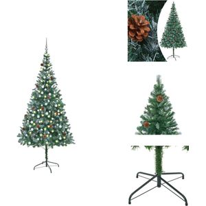 vidaXL Kunstkerstboom - Levensecht - 210 cm - Met 910 takken en 300 LEDs - USB-aansluiting - Decoratieve kerstboom
