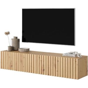 Staand TV-lowboard in Wotan eikenhout, lattenfront, 140 cm
