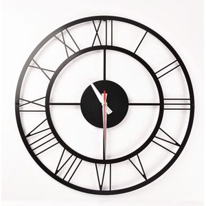 Modern Metaal Wandklok, Woondecoratie Kunst, Zwarte Wandklok, Compass Design -  Metaal Wall Clock - 50 cm