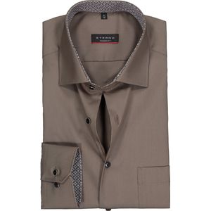 ETERNA modern fit overhemd - Oxford - taupe (contrast) - Strijkvrij - Boordmaat: 40