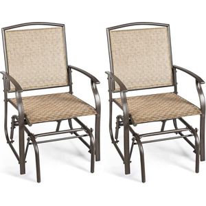 Schommelstoel voor de tuin, schommelstoel met metalen frame, schommelstoel voor buiten, schommelstoel voor balkon (2 stuks)
