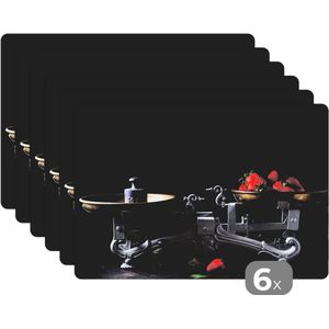 Placemat - Placemats kunststof - Keukengerei - Fruit - Koken - 45x30 cm - 6 stuks - Hittebestendig - Anti-Slip - Onderlegger - Afneembaar