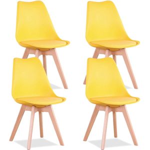 Eetkamerstoel set van 4 – Eetkamerstoel -  Eetkamerstoelen – Kuipstoel – Kuipstoel buiten – Kuipstoelen – Kuipstoelen set van 4 – Keukenstoelen – Keukenstoelen set 4 - Geel