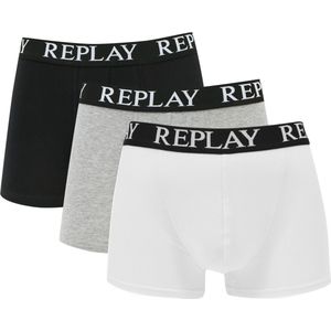 Replay - Boxer Basic Cuff Logo 3 Pack - Heren Boxershorts-M