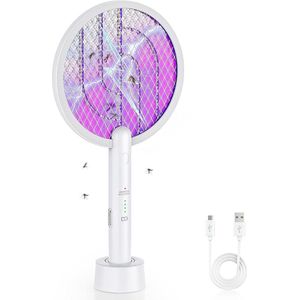 2-in-1 elektrische vliegenmepper - USB-oplaadbaar - insectenverdelger - elektrische muggenmepper - uv-muggenlamp - vliegenvanger - afneembare zaklamp - muggen en vliegen