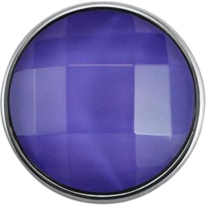Quiges - Dames Click Button Drukknoop 18mm Facet Geslepen Glas Paars Lila - EBCM043