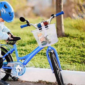 Fietsmand voor kinderen, met draaggreep, metalen fietsmand voor jongeren en meisjes, schaduwrijke fietsaccessoires, geschiedenis voor alle kinderfietsen