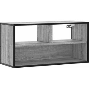 vidaXL - Tv-meubel - 80x31x39,5 - cm - bewerkt - hout - metaal - grijs - sonoma - eiken