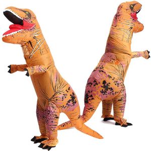 Opblaasbaar Dino Pak - T-Rex pak - Maat 1,50 tot 2,20 meter - Ingebouwde Ventilator - Carnaval outfit - Dinosauruspak