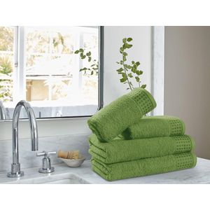 Ultra Soft Set van 4 handdoekenset, katoen, bevat 2 extra grote badhanddoeken 70 x 140 cm, 2 handdoeken 50 x 90 cm, voor dagelijks gebruik, compact en licht - kiwigroen