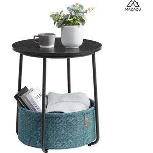 MIRA Home - Bijzettafel - Salontafel - Koffietafel - Rond - Stoffen Mand - 45x45x50