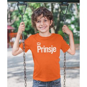 Oranje Koningsdag T-Shirt Kind Prinsje (7-8 jaar - MAAT 122/128) | Oranje kleding & shirts | Feestkleding