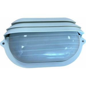 PRIMALUME - stallamp - wandlamp - 305 x 180 mm (LxB) - glazen kap - ingebouwde LED lichtbron - warmwit licht 4000 K - energiezuinig 5 watt - 250 lumen - kunststof - spatwaterdicht - IP54 - wit
