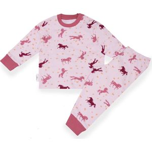 Frogs and Dogs - Horse AOP F&D Pyjama | Roze meisjes jongens - Katoen - Maat Roze